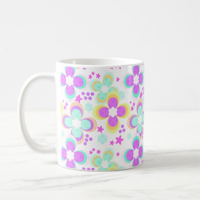 Taza De Café Rosa, turquesa, floral (Izquierda)