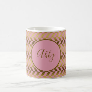 Taza De Café Rosa y dorado personalizado en espiga