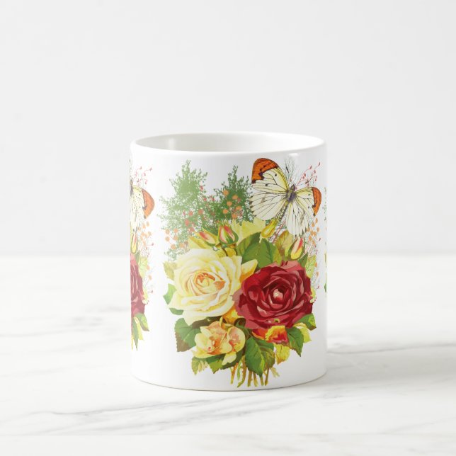 Taza De Café Rosa y un café mariposa (Centro)