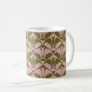 Taza de café rosa y verde Batty