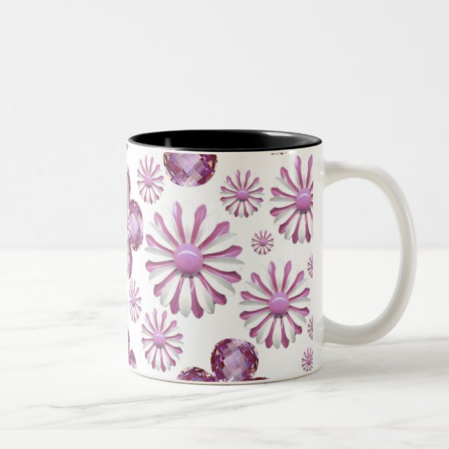 TAZA DE CAFÉ ROSADA DE LA FLOR BLING (Derecha)