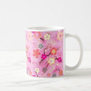 Taza de café rosada de la flor de cerezo de Sakura