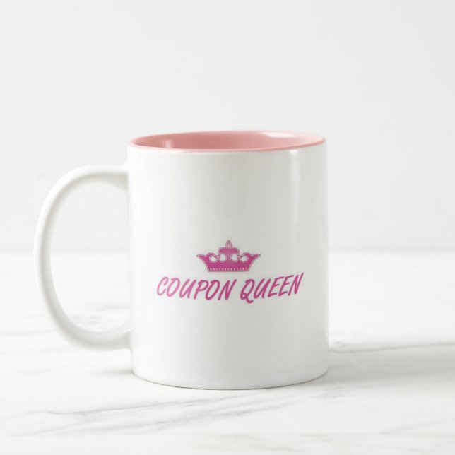 Taza de café rosada de la reina de la cupón (Izquierda)