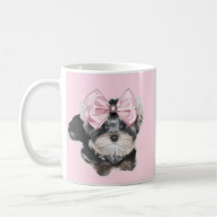 Taza de café rosada de Yorkie