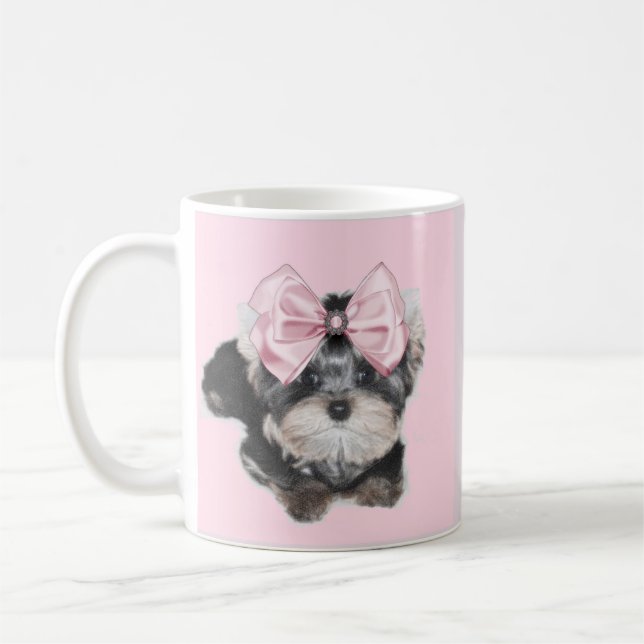 Taza de café rosada de Yorkie (Izquierda)