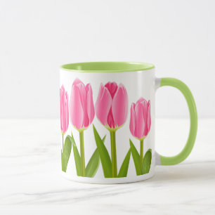Taza de café rosada del tulipán