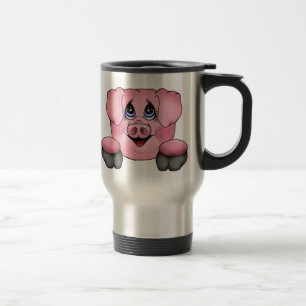 Taza de café rosada del viaje del cerdo