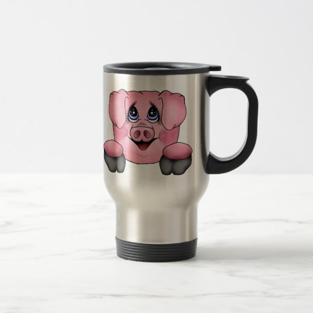 Taza de café rosada del viaje del cerdo (Derecha)