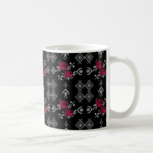 Taza De Café Rosas acuarela de punto de cruz retro vintage