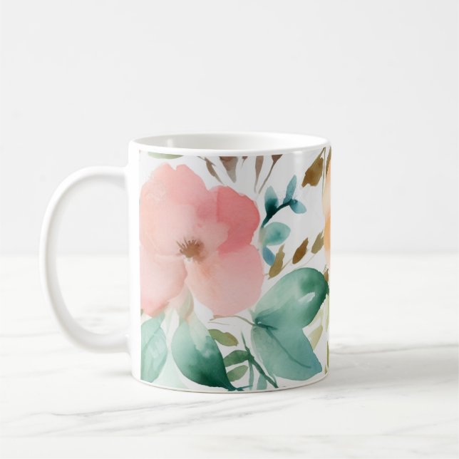 Taza De Café Rosas acuarelas 4 (Izquierda)