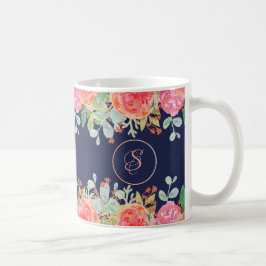 Taza De Café Rosas acuáticos de la Marina Floral