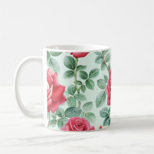 Taza De Café Rosas acuáticos: Ilustracion floral sin foco.