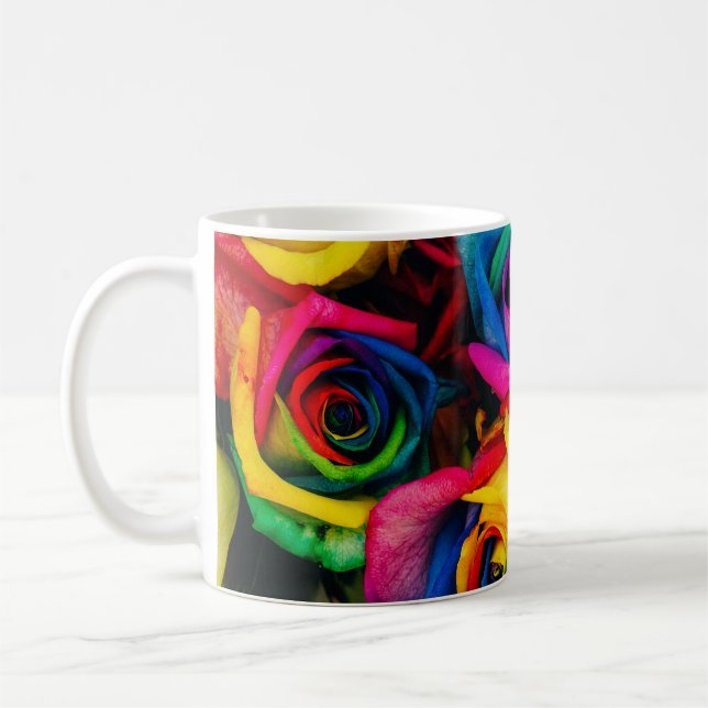 Taza De Café Rosas Arcoiris De Glorioso Color (Izquierda)