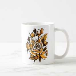 Taza De Café Rosas, arte gráfico floral, flores de rosa floreci