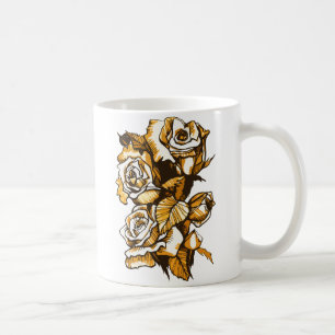 Taza De Café Rosas, arte gráfico floral, flores de rosa floreci