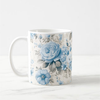 Taza De Café Rosas azul Pastel de luz artificial
