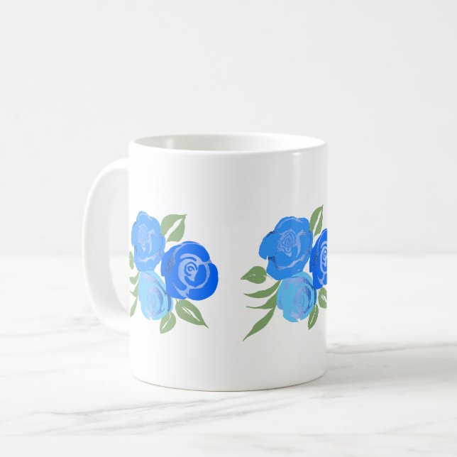 Taza De Café Rosas azules Mug (Anverso izquierdo)