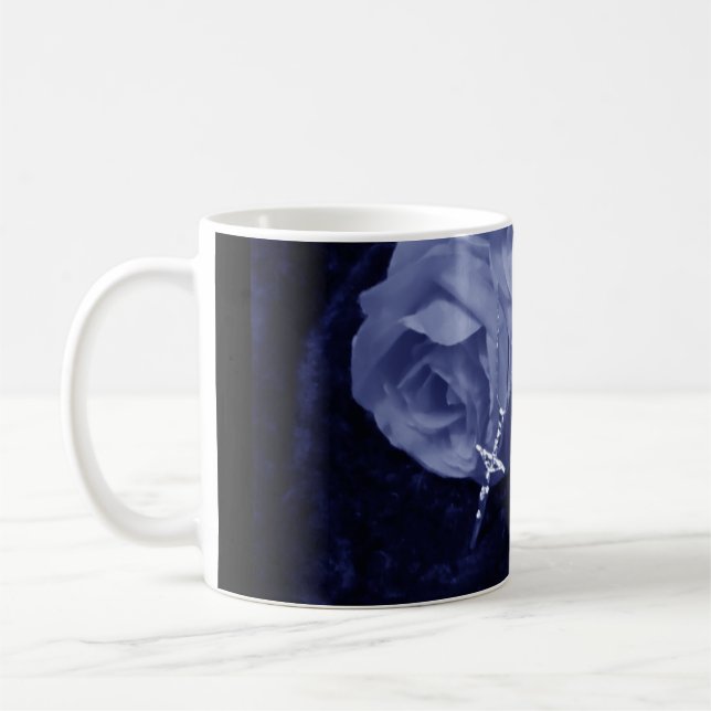 Taza De Café Rosas azules y cruces | Mug (Izquierda)