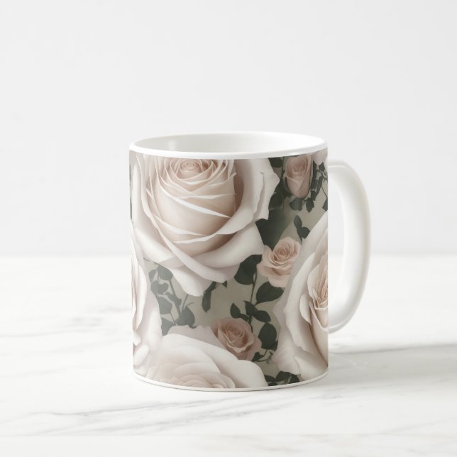Taza De Café Rosas blancas vintage (Anverso derecho)