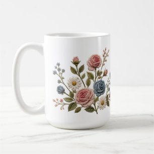 Taza De Café Rosas bordadas Blush & Blue