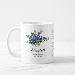 Taza De Café Rosas Católicos Azules Crucifix Oración Bridesmaid