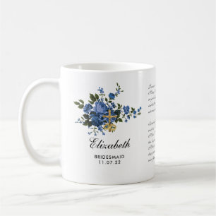 Taza De Café Rosas Católicos Azules Crucifix Oración Bridesmaid