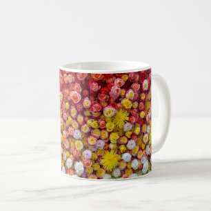 Taza De Café Rosas Coloridas y Crisantemos Gradiente Floral 