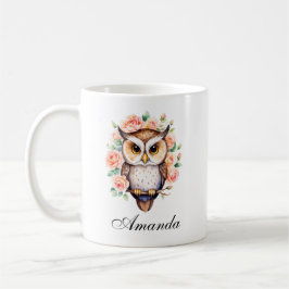 Taza De Café Rosas cutáneos de lechuza y leafy