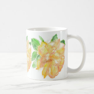 Taza De Café Rosas de acuarela amarilla de arañas soñadoras