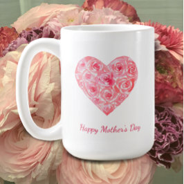 Taza De Café Rosas de acuarela del Día de la Madre Felices y Pe