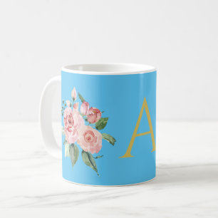Taza De Café Rosas de acuarela rosa personalizados