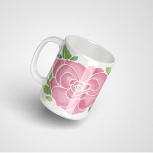 Taza De Café Rosas de acuarela rosa profundo