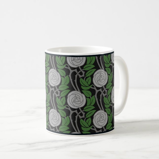 Taza De Café Rosas de Art Nouveau de Plata Coffee Mug (Anverso derecho)