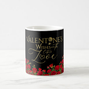 Taza De Café Rosas de caligrafía dorada minimalista de San Vale