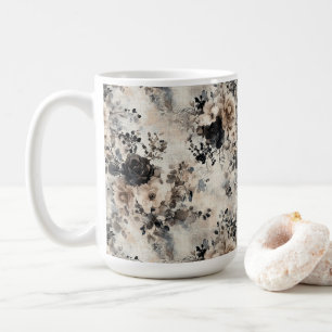 Taza De Café Rosas de color de agua de época en beige, negro y