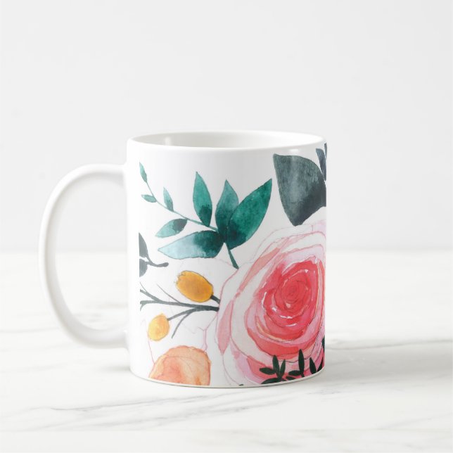 Taza De Café Rosas de coral y rosa (Izquierda)