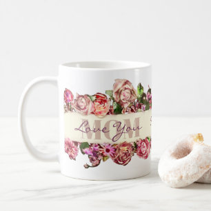 Taza De Café Rosas de la época te aman el día de la madre Perso