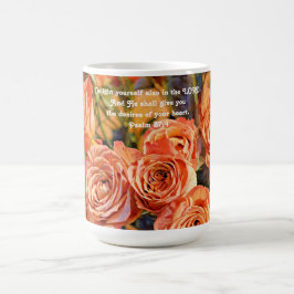 Taza De Café Rosas de Naranjas de fe Delight y Scripture