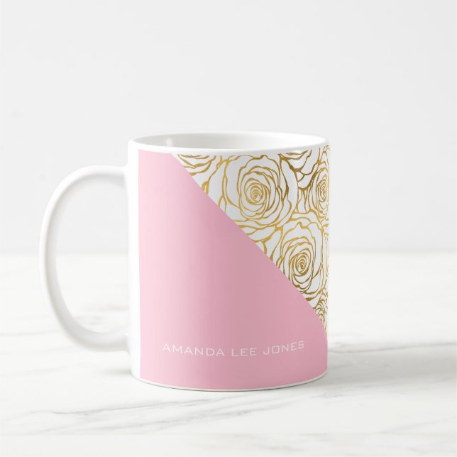 Taza De Café Rosas de oro con rosa (Izquierda)