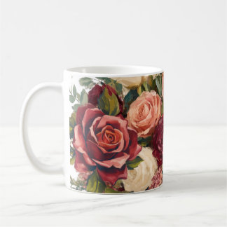 Taza De Café rosas de patrón floral