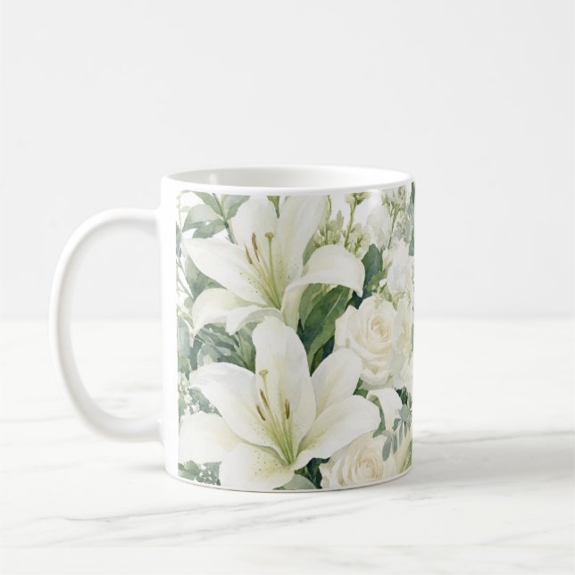 Taza De Café rosas de patrón floral (Izquierda)