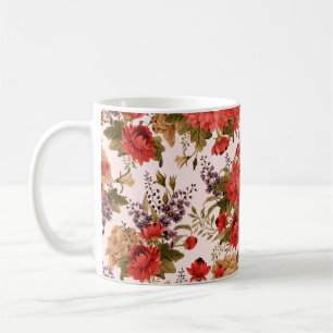 Taza De Café Rosas de patrón floral sin soldadura con crisantem