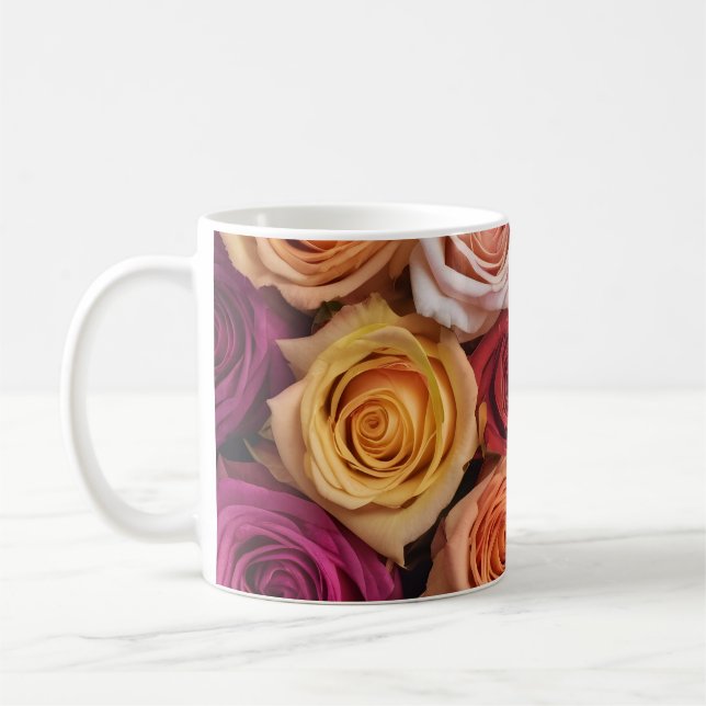 Taza De Café Rosas de primavera coloridos (Izquierda)