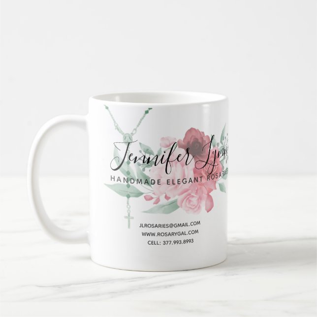 Taza De Café Rosas de Rosario Católicos Religiosos Negocios flo (Izquierda)
