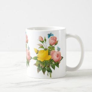 Taza De Café Rosas de té amarillas persas vintage de Redoute