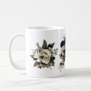 Taza De Café Rosas de Winter Conifer Floral Cream Magnolia Peon