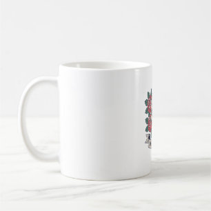 Taza De Café Rosas del cráneo óseo para ser salvajes