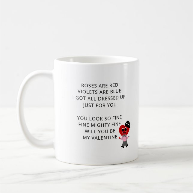 Taza De Café Rosas divertidos son poemas rojos Valentines novia (Izquierda)