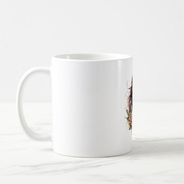 Taza De Café Rosas estéticos Chicas Purpurinas de caballos (Izquierda)