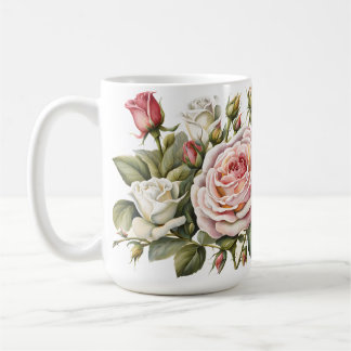 Taza De Café Rosas - Flor Pastel clásica